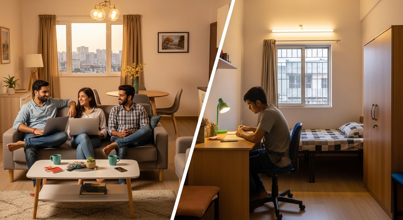 2BHK Shared Flat vs Single Room